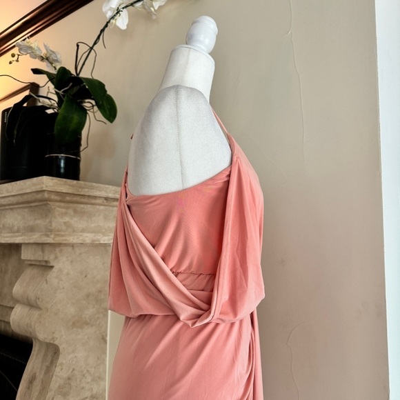 MISA Apricot Pink Domino Dress Draped Front Knee Length Women Party Cocktail NEW - Picture 8 of 16